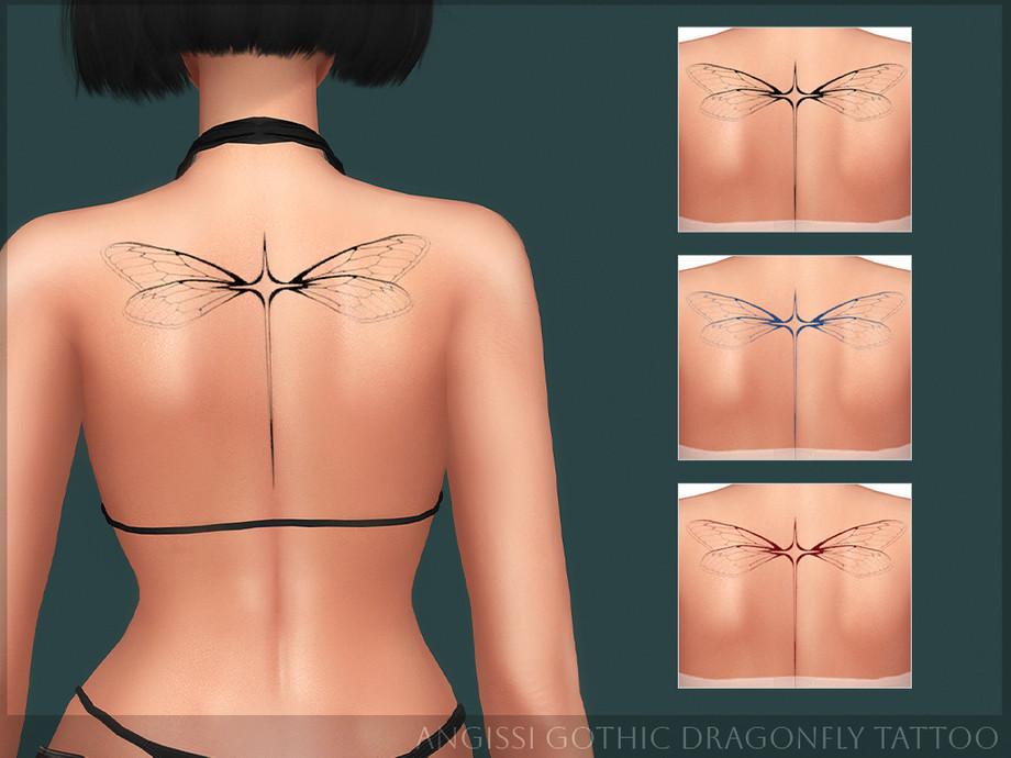 Татуировка для спины "Gothic Dragonfly Tattoo"