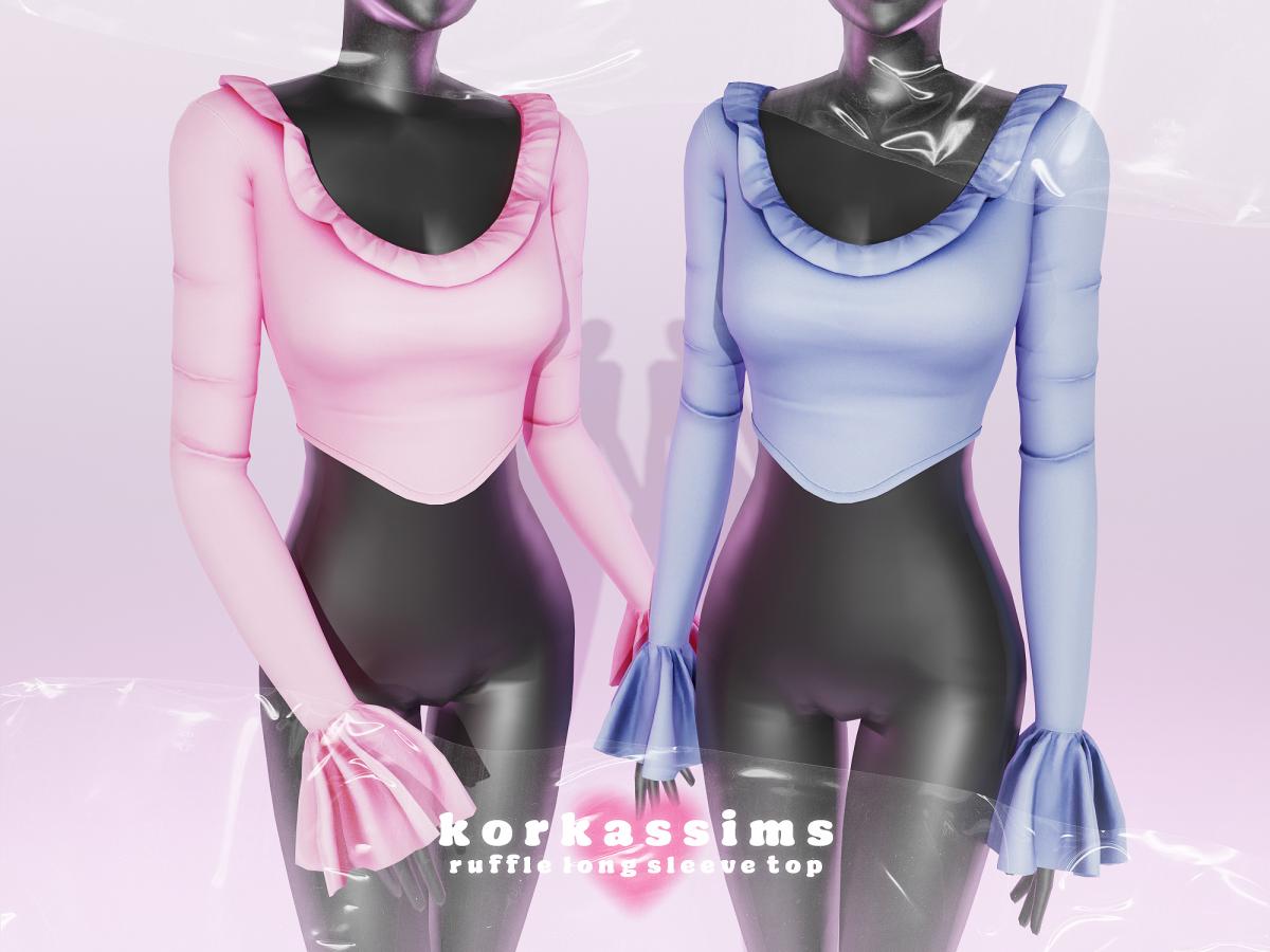 Топ для симочек "ruffle long sleeve top"