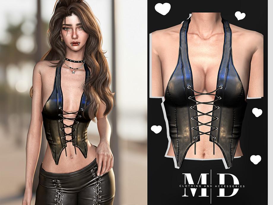 Топ и брюки для симочек "Leather top & Leather pants"