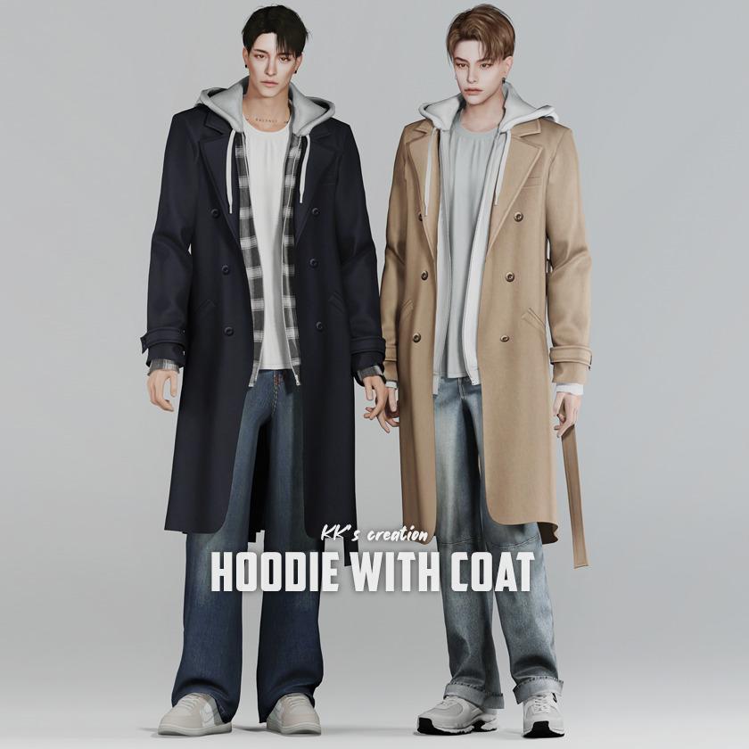 Тренч с худи для симов "Hoodie with coat"