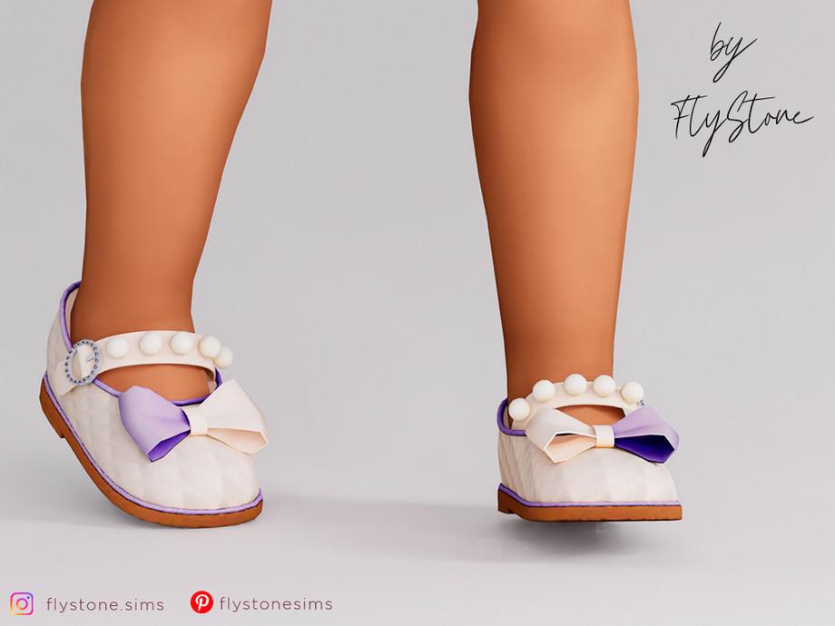 Туфельки для малышек "Toddler TwoTone Flats With A Bow Pearls And Diamonds"