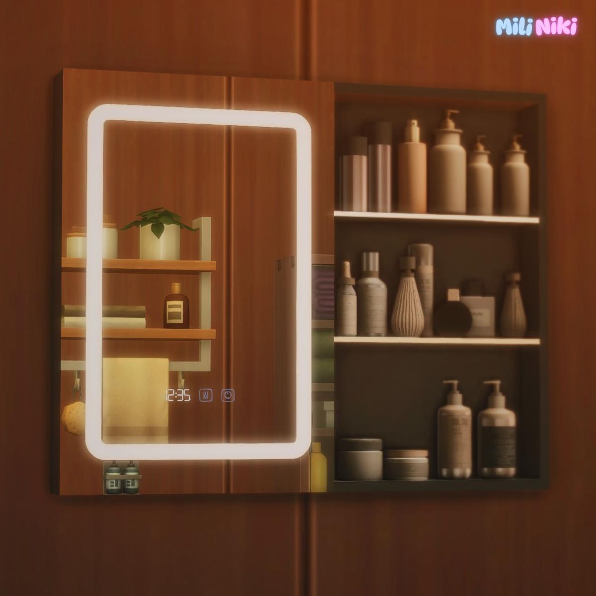 Умное зеркало с косметикой "Cosmetics Rack with Digital LED Mirror"