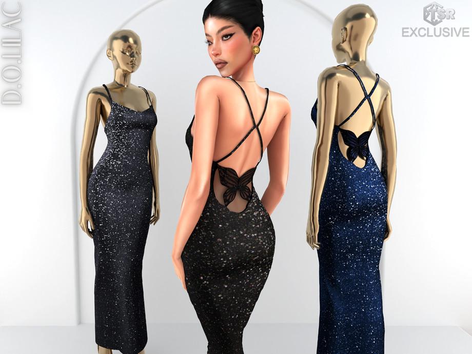Вечернее платье для симочек "Butterfly Back Detailing Maxi Sparkly Dress DO0954"