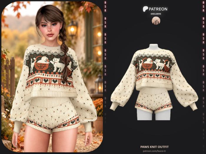 Вязанный комплект для симочек "SET-Paws Knit Outfit"