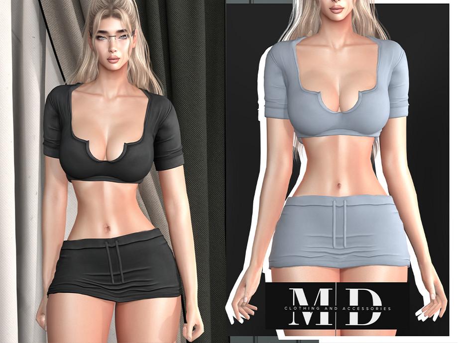 Хлопковый сет "Casual Cotton Crop Top & Mini Skirt Set"
