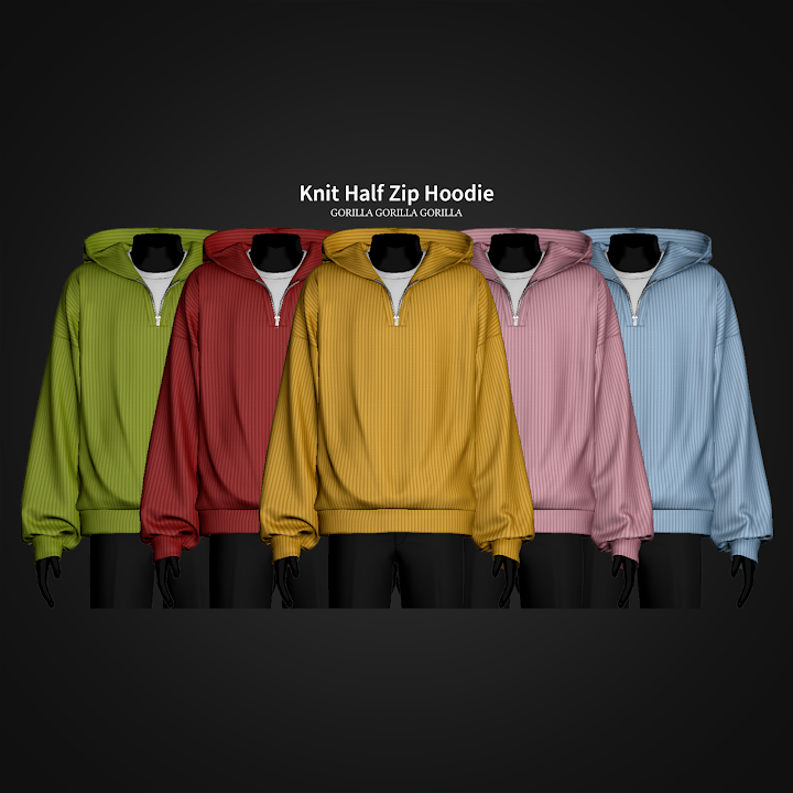 Худи для симов "Knit Half Zip Hoodie"