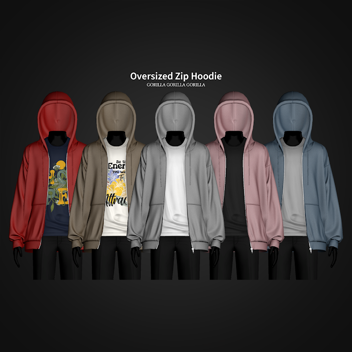 Худи для симов "Oversized Zip Hoodie"