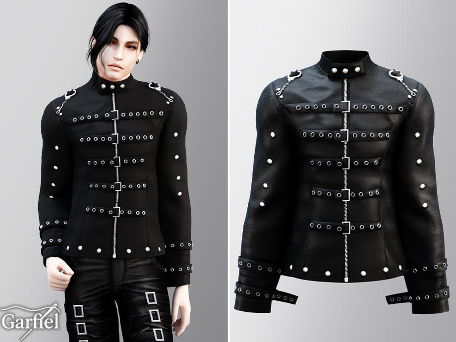 Жакет для мужчин и детей "Dark industrial jacket with straps and stud accents"