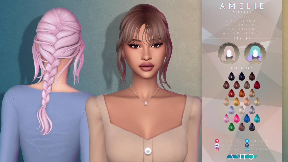 Женская прическа "Amelie Hairstyle (Maxis Match)"
