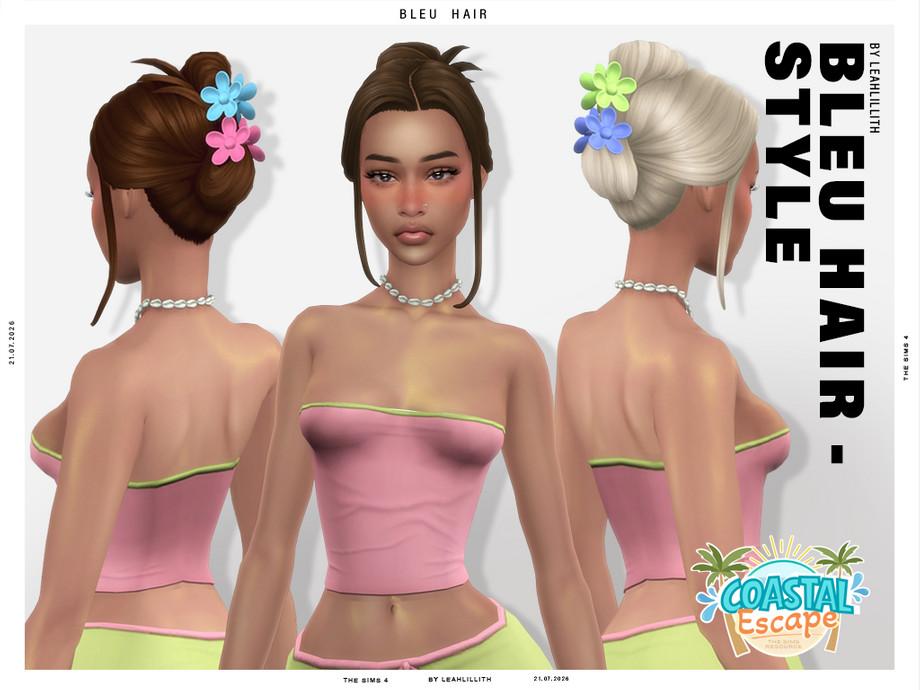 Женская прическа "Coastal Escape Bleu Flower Hairclip Bun hairstyle"