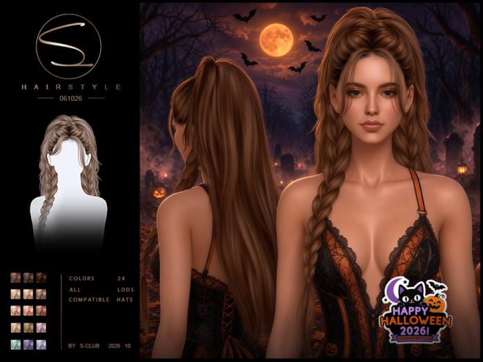 Женская прическа "Ponytail and double long braids hair Happy Halloween"