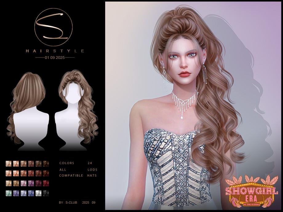 Женская прическа "(SHOW GIRL)S-Club_010925_Side-parted Curly ponytail"