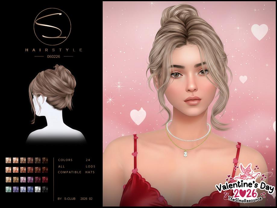 Женская прическа "(Valentine's Day) sclub_ts4_hair_ 060226"