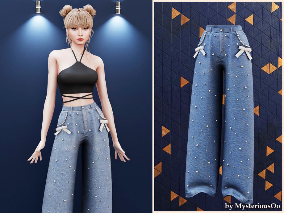 Женские джинсы "Pearl detail wide jeans"