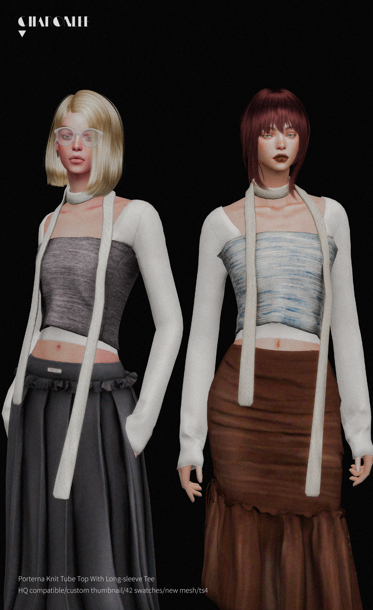 Женский топ "Porterna Knit Tube Top With Long-sleeve Tee"