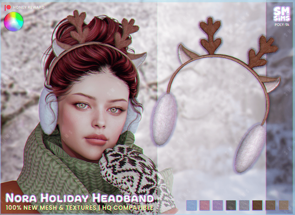 Зимние наушники для симочек и симов "Nora Holiday Headband"